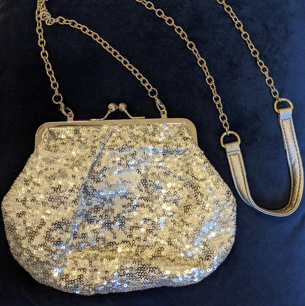 Silver Sequin Evening Purse
